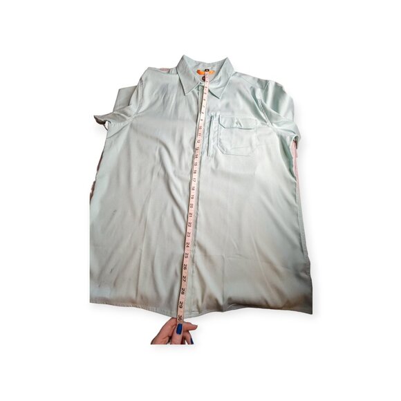 NWT Mountain and Isles Light Teal Short Sleeve Button Front Shirt Size Large - Picture 15 of 16